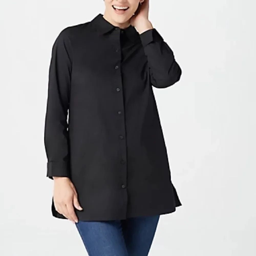 Denim & Co. Stretch Poplin Duster Shirt